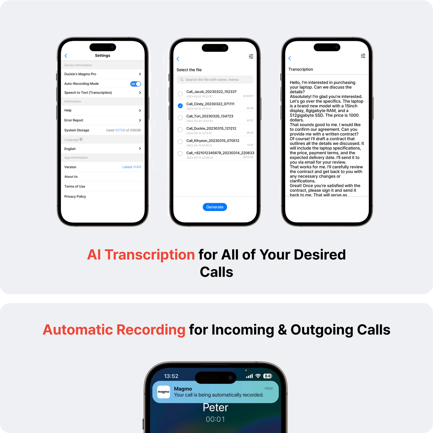 Magmo Pro - The Automatic Call Recorder for iPhone